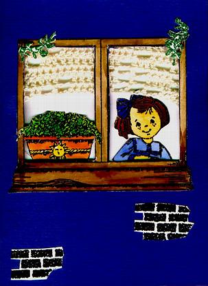 Karte M�dchen im Fenster